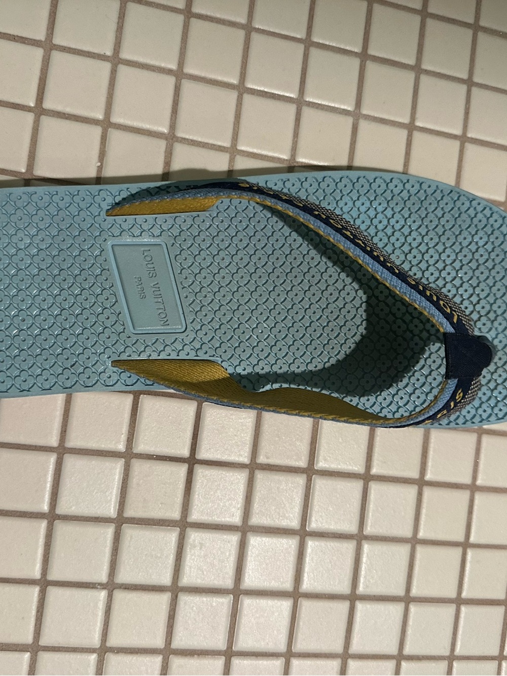 Louis Vuitton Light Blue and Navy Beach Flip Flops - Picture 4 of 6